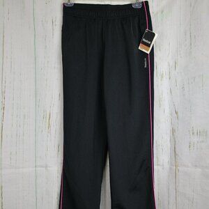 Reebok Youth Girls Black w/Pink Track Athletic Pants Size M NEW